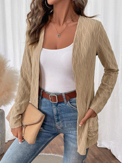 Open Front Long Sleeve Cardigan with Pockets