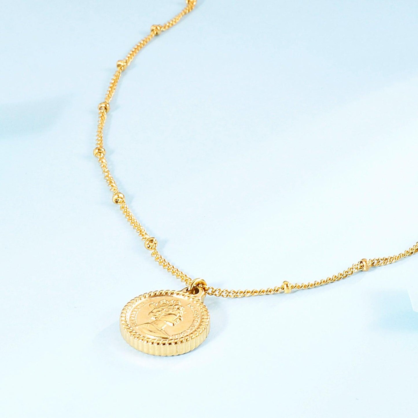 Stainless Steel Coin Pendant Necklace