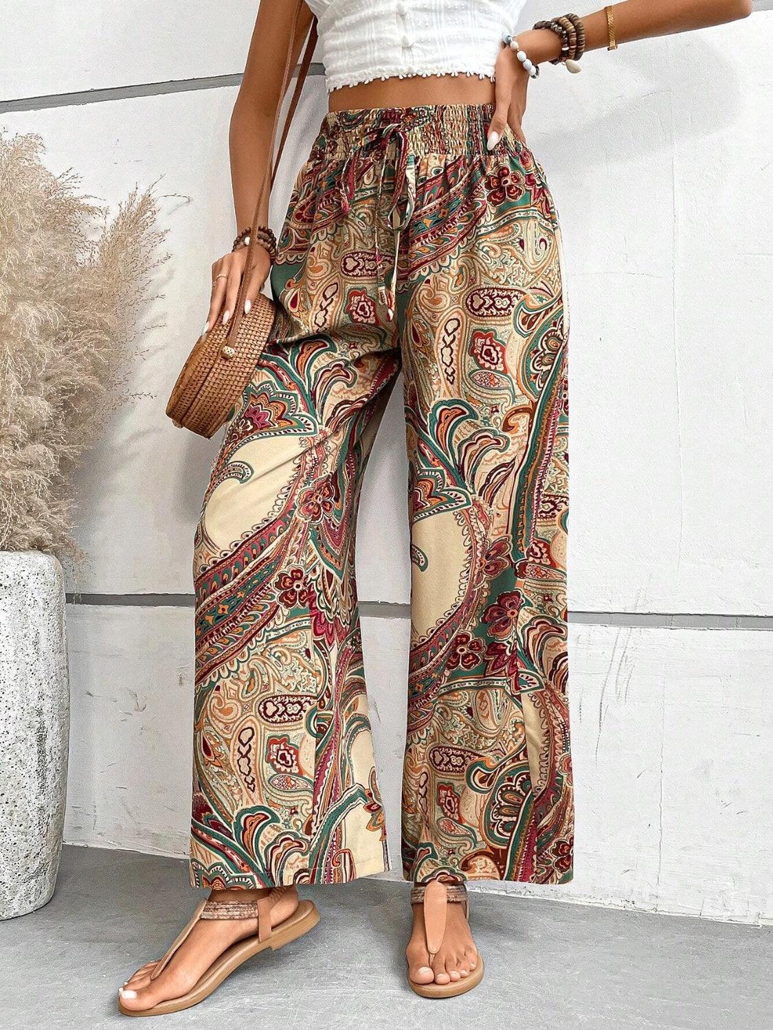 Printed Wide Leg Pants