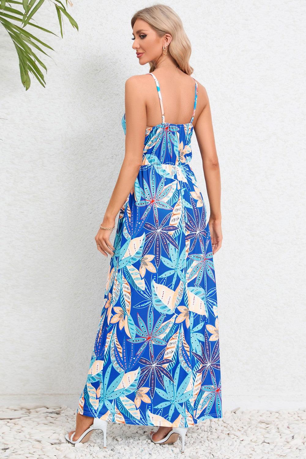 Printed Surplice Maxi Cami Dress