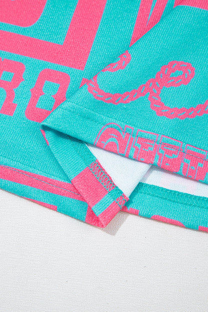 Green Howdy Cowboy Letter Printed Western Fashion Tee