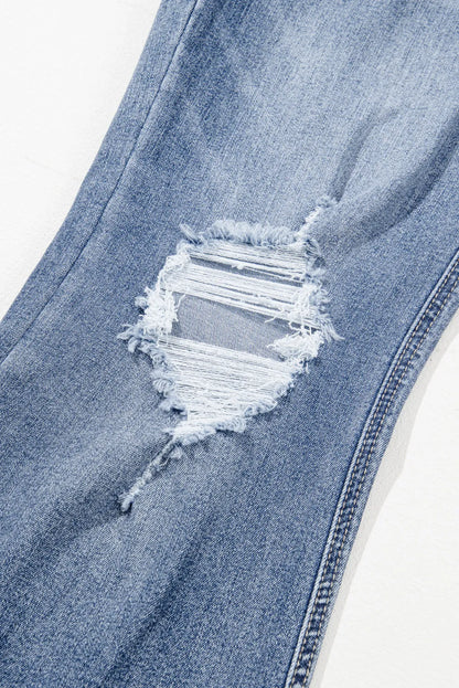 Distressed Raw Hem Bootcut Jeans Carauana Store