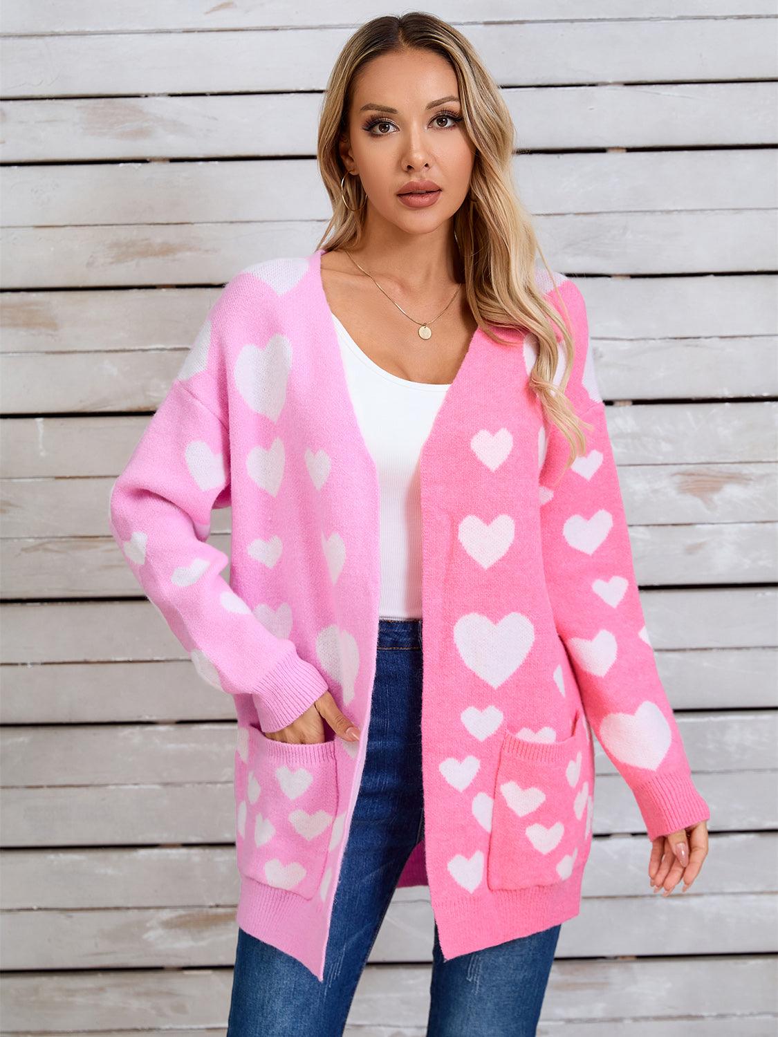 Angel Wings Heart Open Front Long Sleeve Cardigan