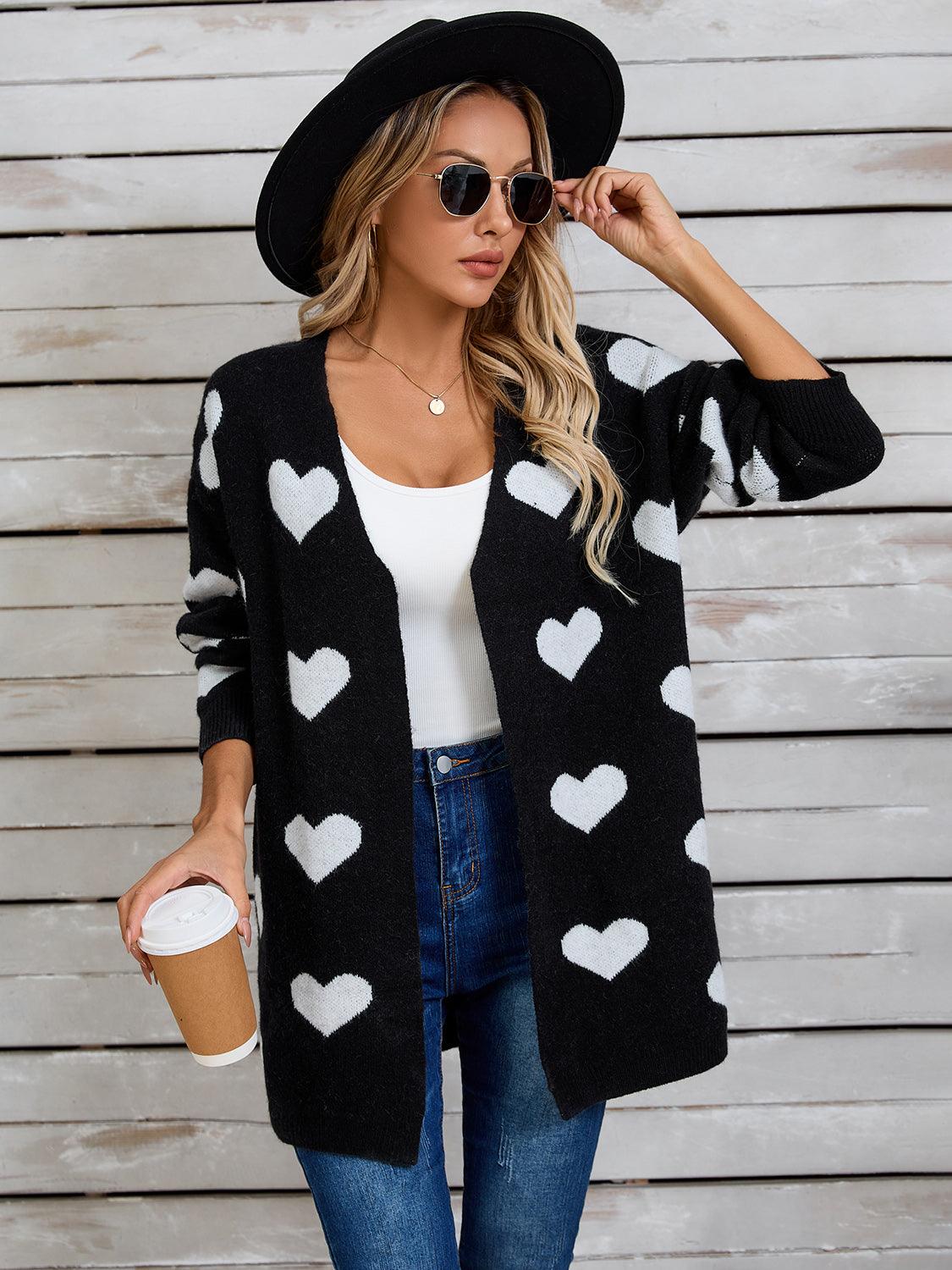 Angel Wings Heart Open Front Long Sleeve Cardigan