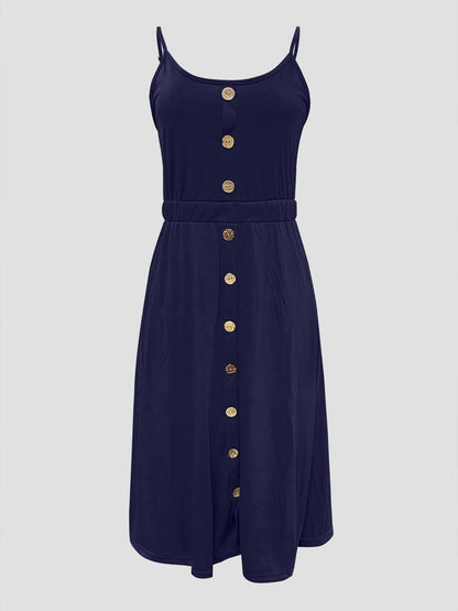 Decorative Button Spaghetti Strap Dress