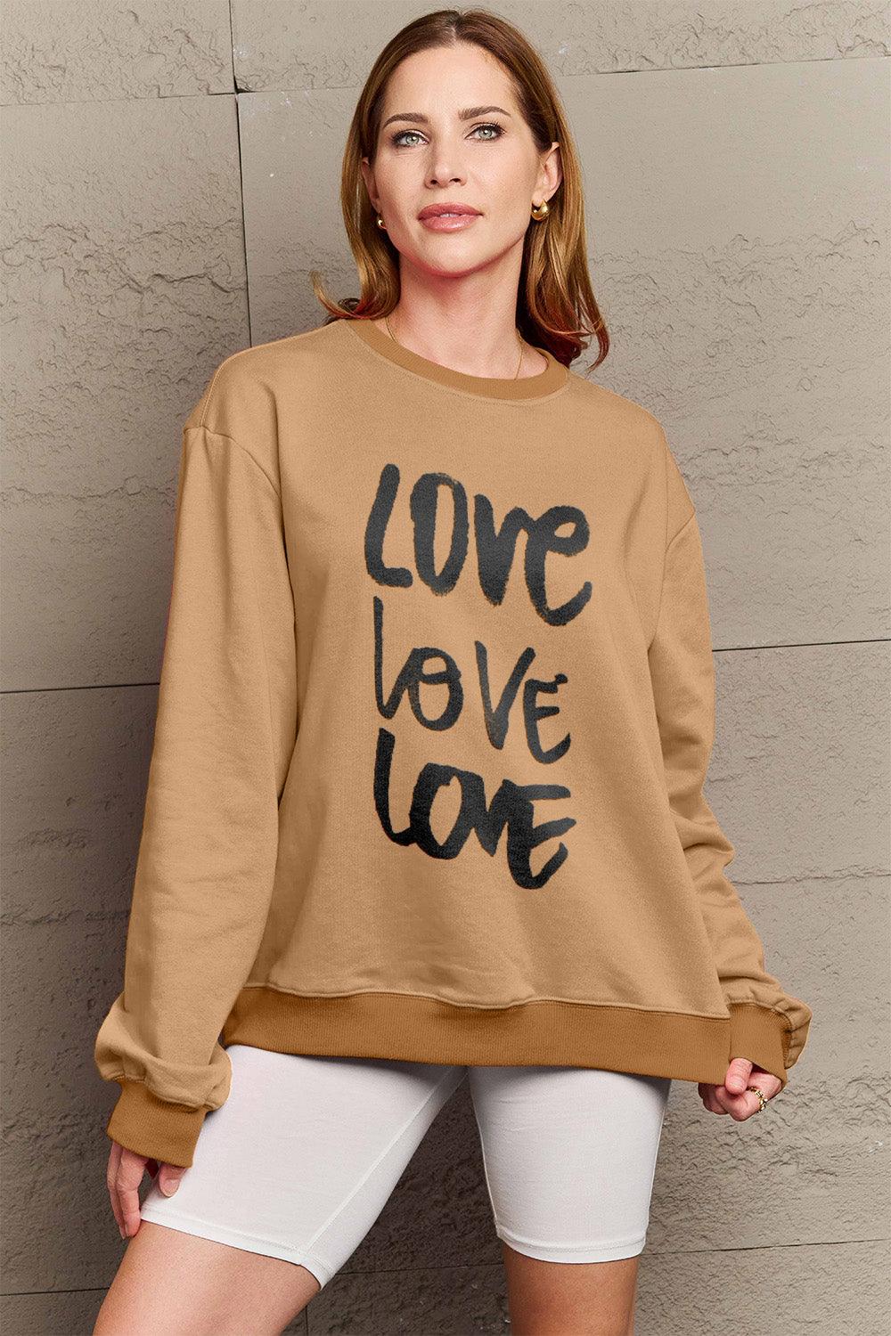 Simply Love Full Size LOVE Round Neck Sweatshirt