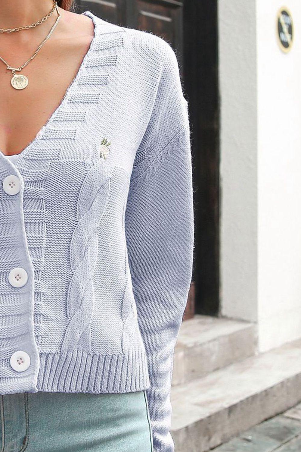 Cable-Knit Button Down Cardigan