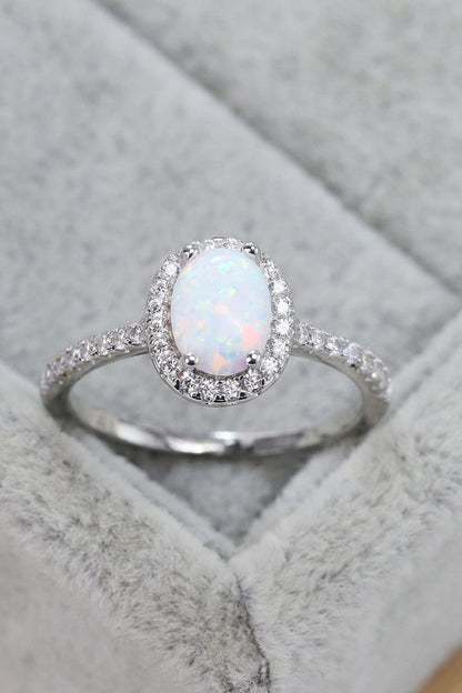 Opal 925 Sterling Silver Halo Ring