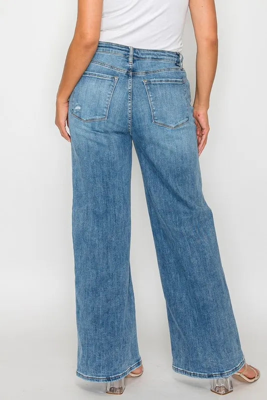 bytos Full Size High Rise Wide Leg Jeans with Pockets Carauana Store