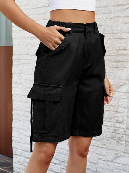 High Waist Denim Shorts with Pockets