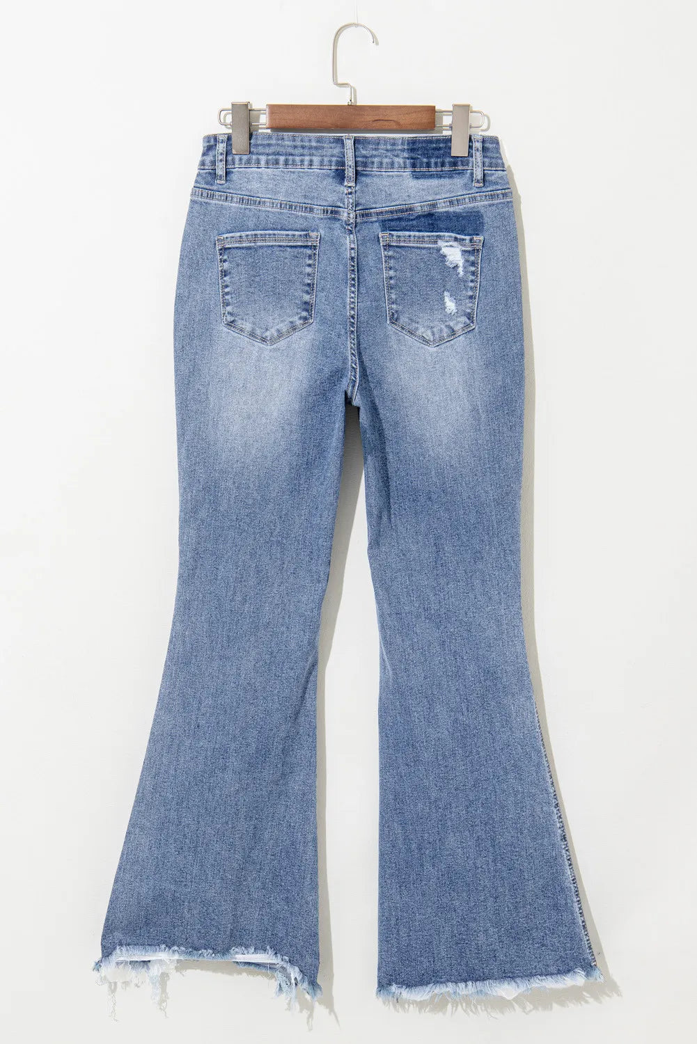 Distressed Raw Hem Bootcut Jeans Carauana Store