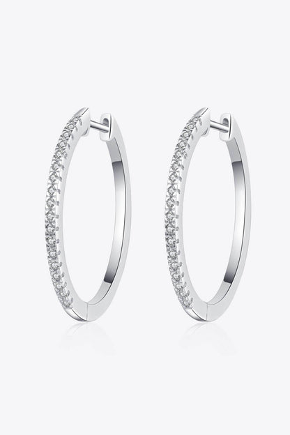 Rhodium-Plated Moissanite Hoop Earrings