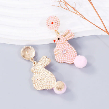 Synthetic Pearl Alloy Rabbit Dangle Earrings