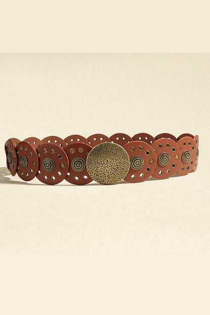Round Shape PU Leather Belt Carauana Store