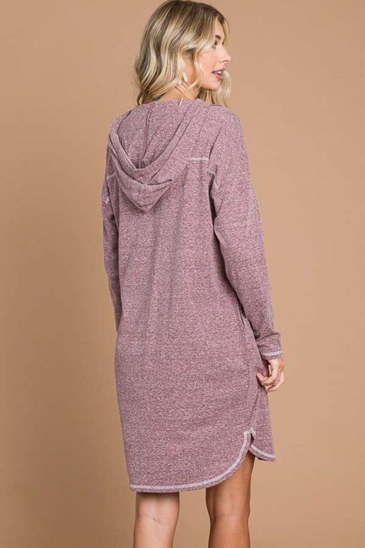 Culture Code Full Size Hooded Long Sleeve Sweater Dress Carauana Store