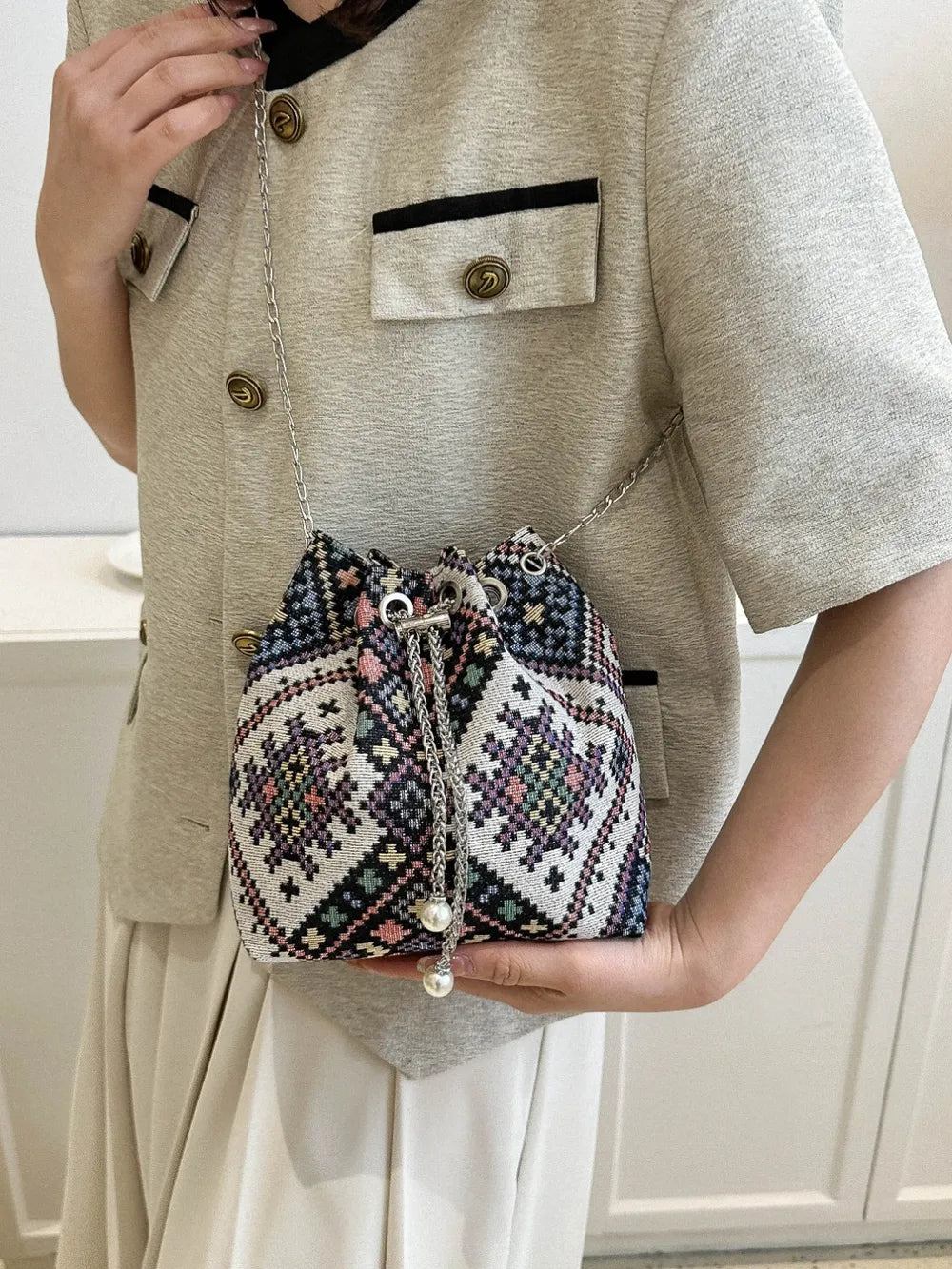 Printed Chain Bucket Bag Carauana Store