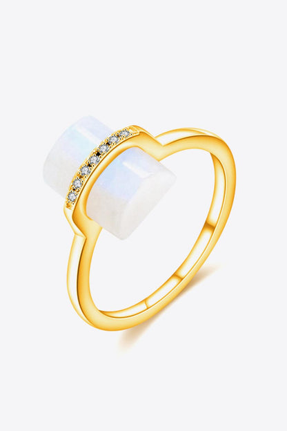 Natural Moonstone Platinum-Plated Ring