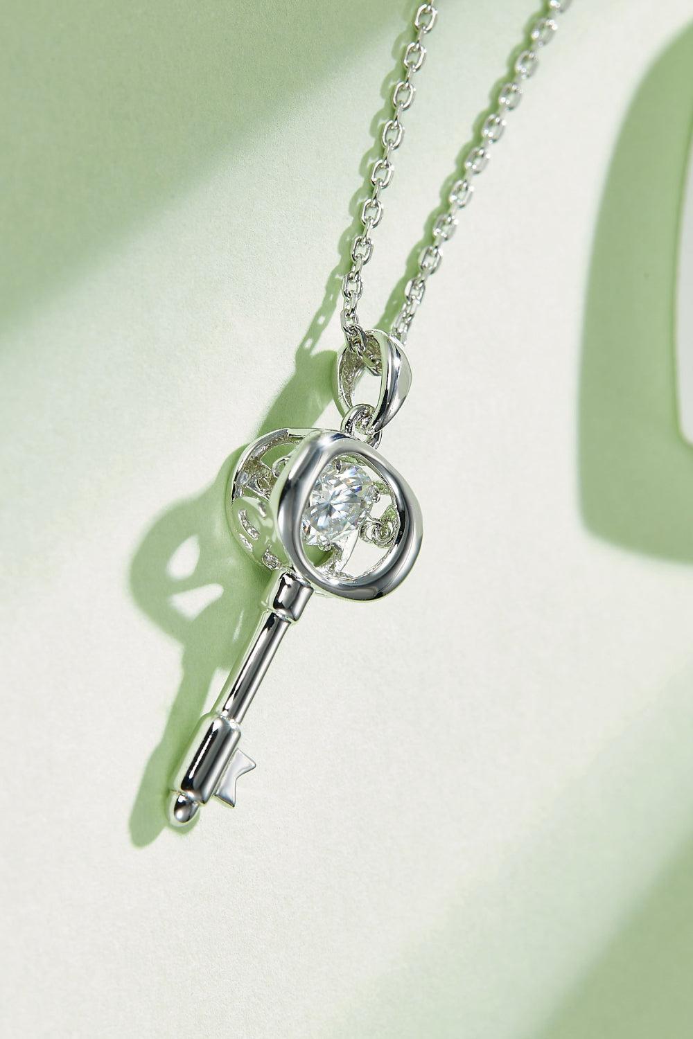 Adored Moissanite Key Pendant Necklace