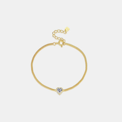 Heart Inlaid Zircon Spring Ring Closure Bracelet