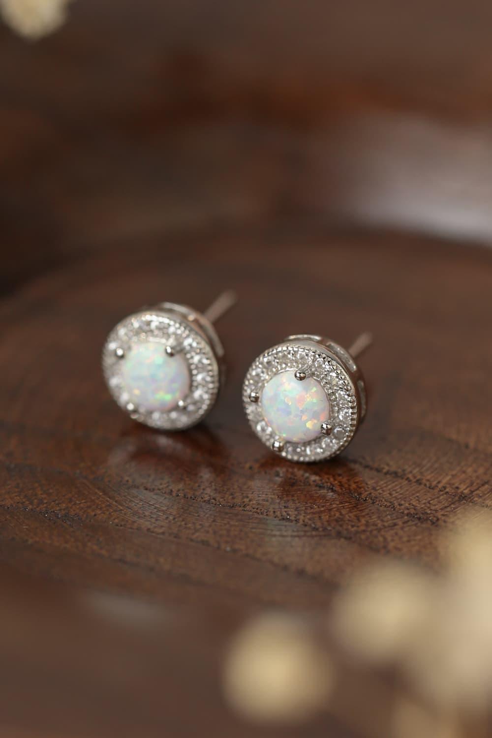 Opal 4-Prong Round Stud Earrings