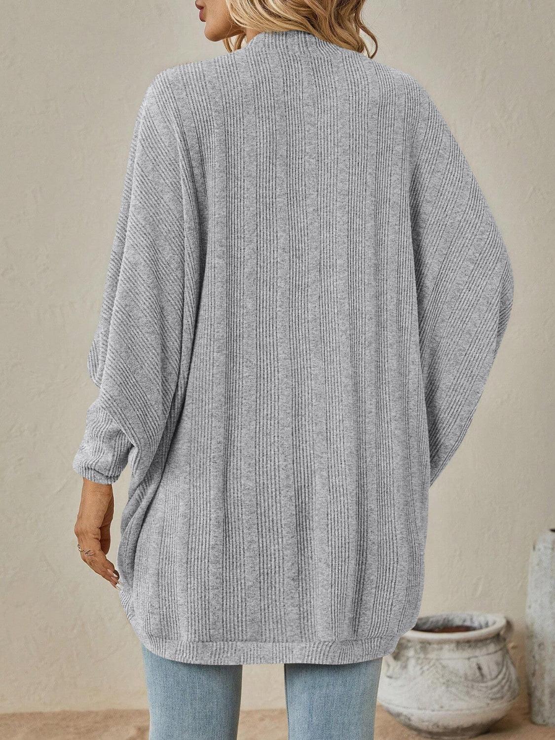 Open Front Dropped Shoulder Cardigan