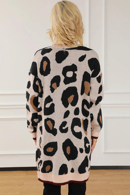 Leopard Open Front Long Sleeve Cardigan