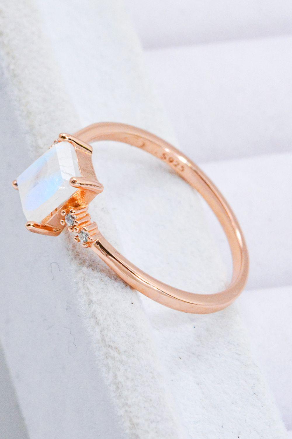 Rectangle Natural Moonstone Ring