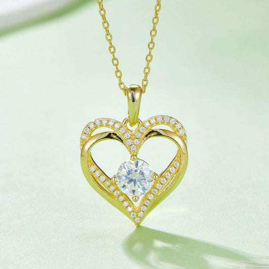 1.2 Carat Moissanite 925 Sterling Silver Heart Necklace Carauana Store