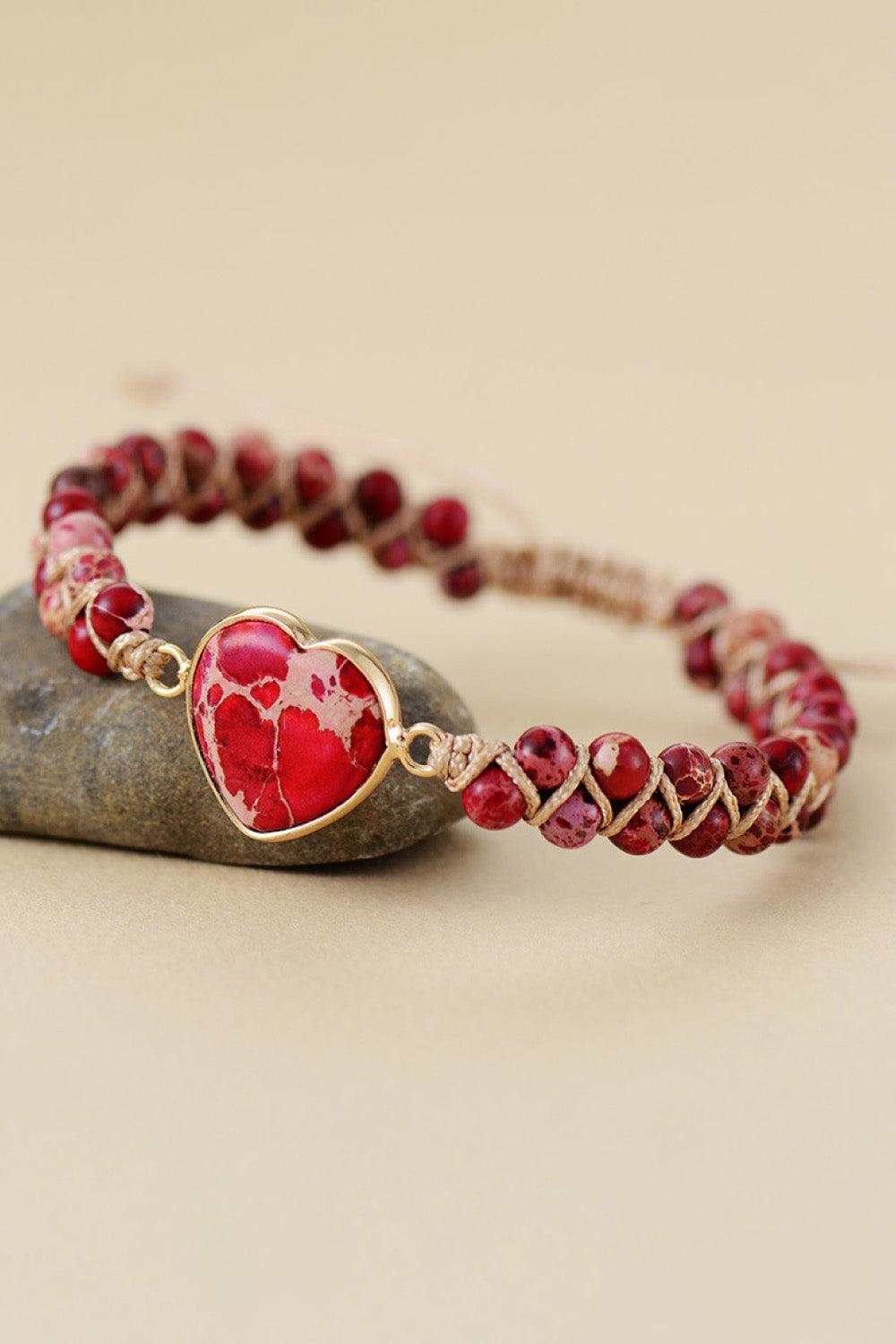 Handmade Heart Shape Natural Stone Bracelet