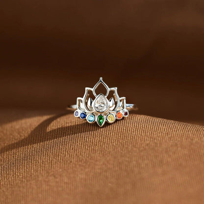 925 Sterling Silver Inlaid Zircon Lotus Shape Ring