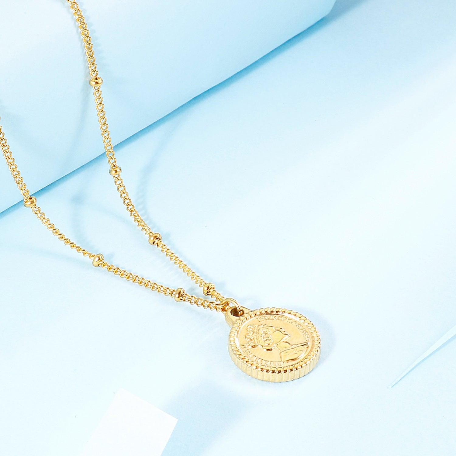 Stainless Steel Coin Pendant Necklace