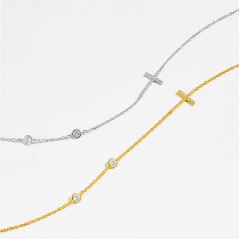 Zircon 925 Sterling Silver Cross Necklace