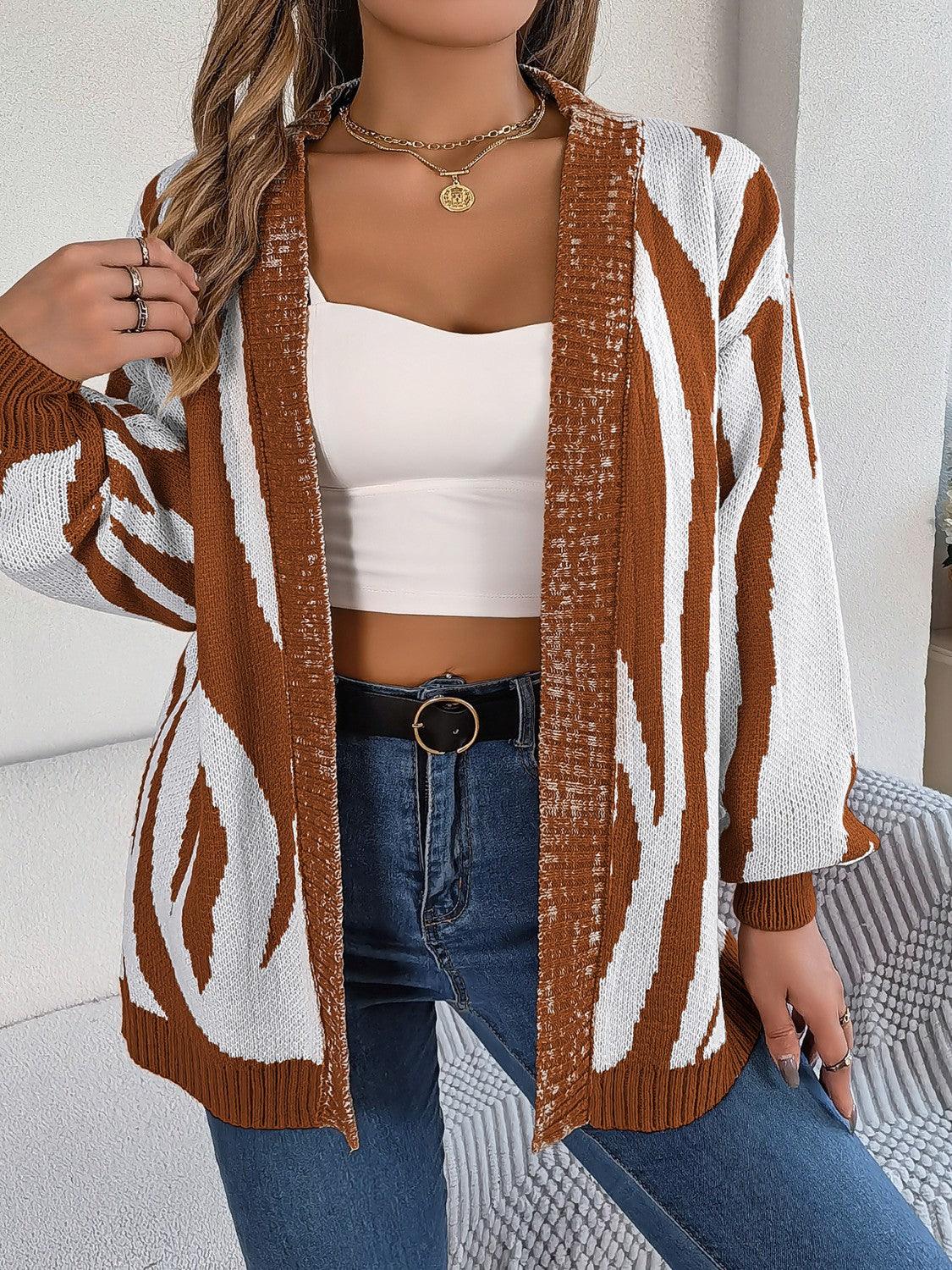 Open Front Animal Print Cardigan