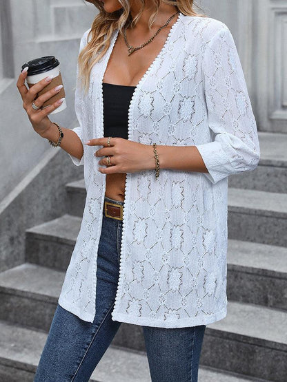 Three-Quarter Sleeve Open Front Cardigan