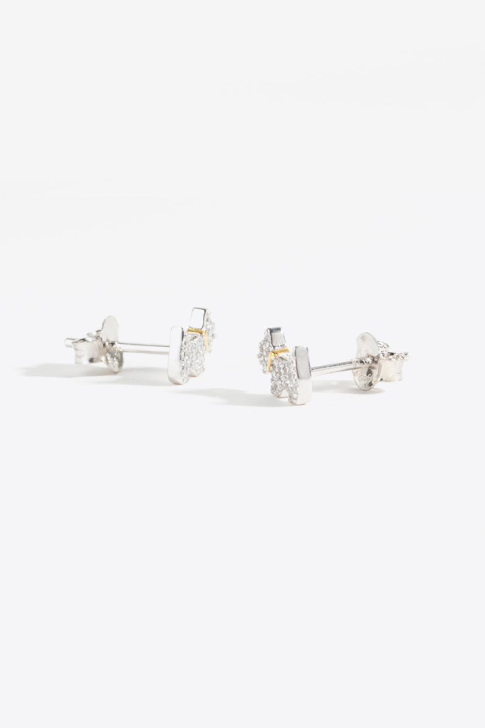 Puppy Zircon 925 Sterling Silver Stud Earrings