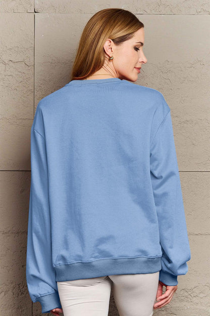 Simply Love Full Size 2024 Round Neck Dropped Shoulder Sweatshirt