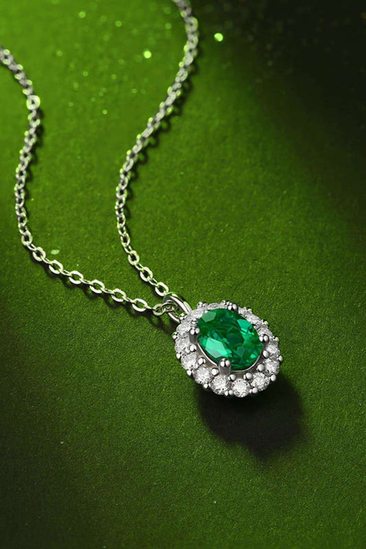 1.5 Carat Lab-Grown Emerald 925 Sterling Silver Necklace Carauana Store