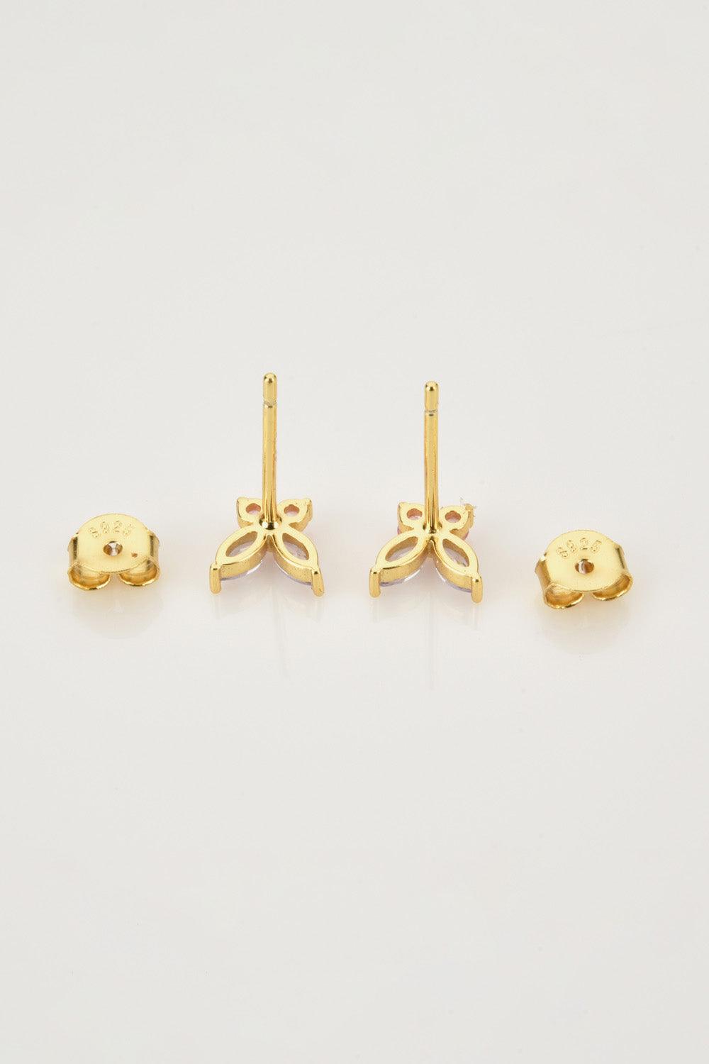 Inlaid Zircon Butterfly-Shaped Stud Earrings