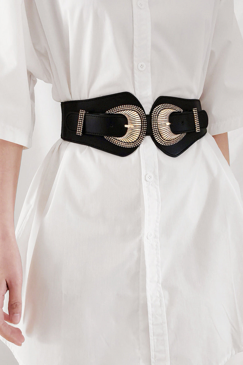 Shell Double Buckle Elastic Wide Belt CaRaUaNa Fashion
