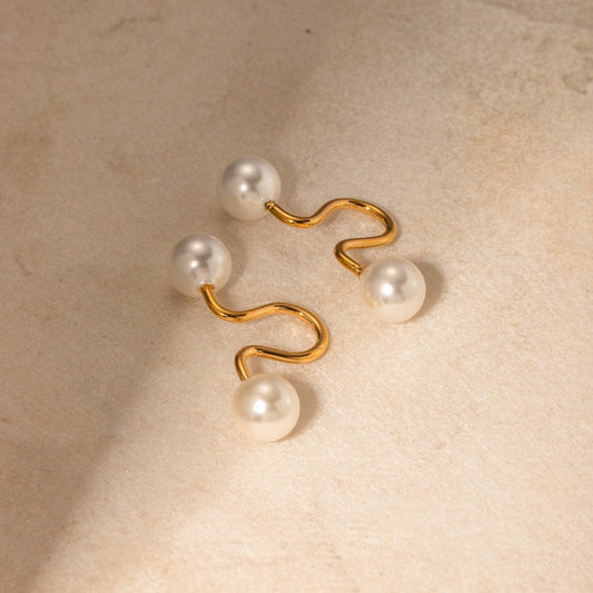 Stainless Steel Imitation Pearl Cuff Earrings Carauana Store