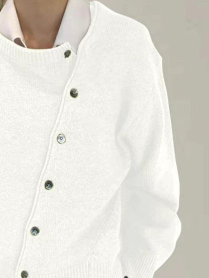 Dropped Shoulder Buttoned Cardigan