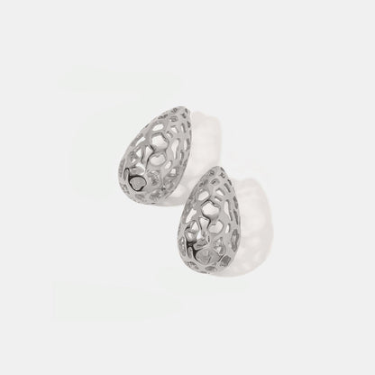 Stainless Steel Teardrop Hollowed Earrings