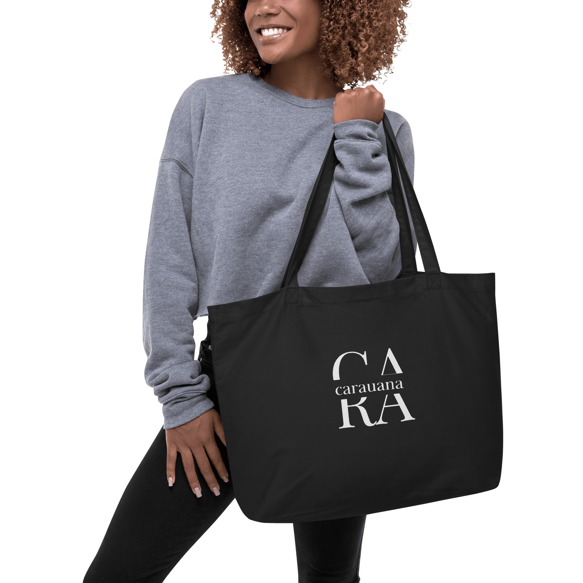 CARAUANA Large organic tote bag Black