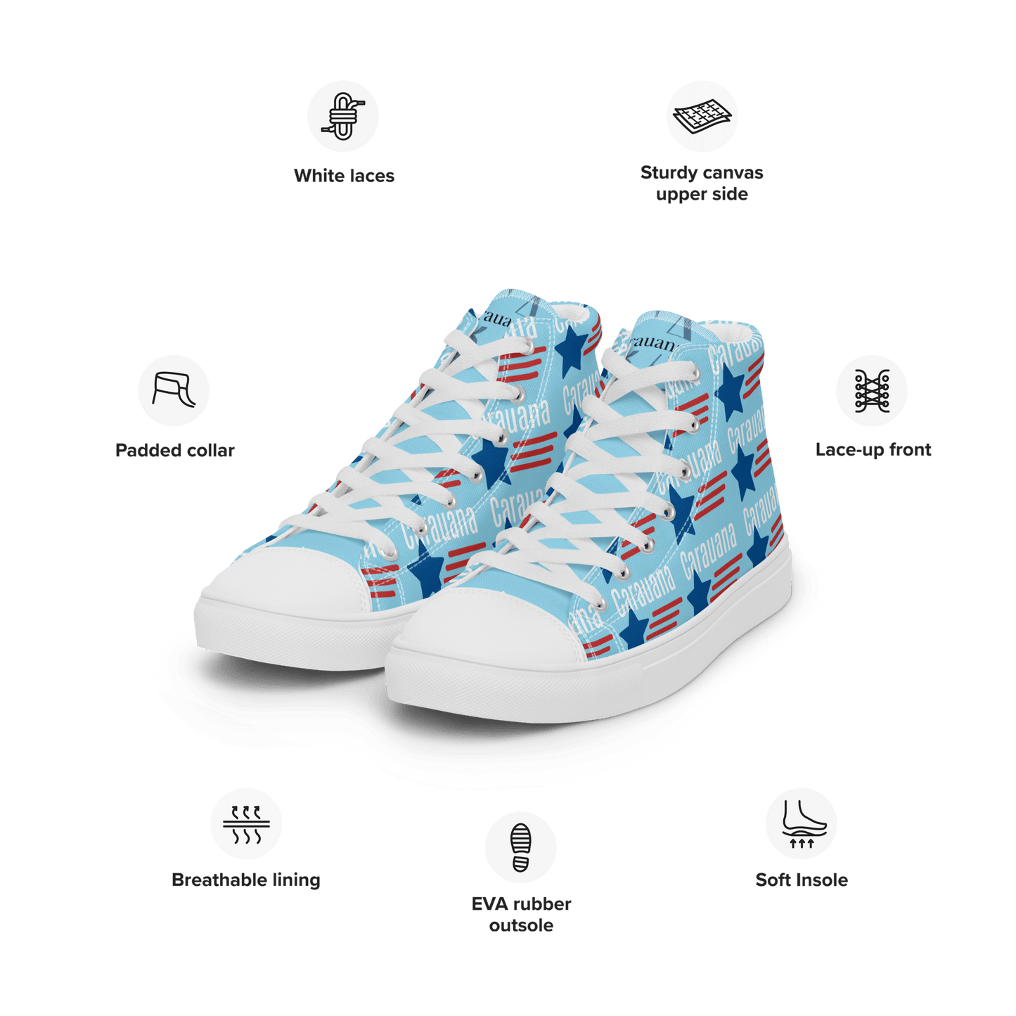 CARAUANA Hip Hop canvas shoes sky blue USA